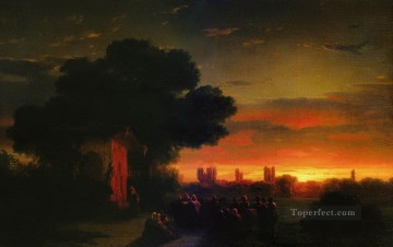  Rime Painting - view of crimea at sunset 1862 Romantic Ivan Aivazovsky Russian